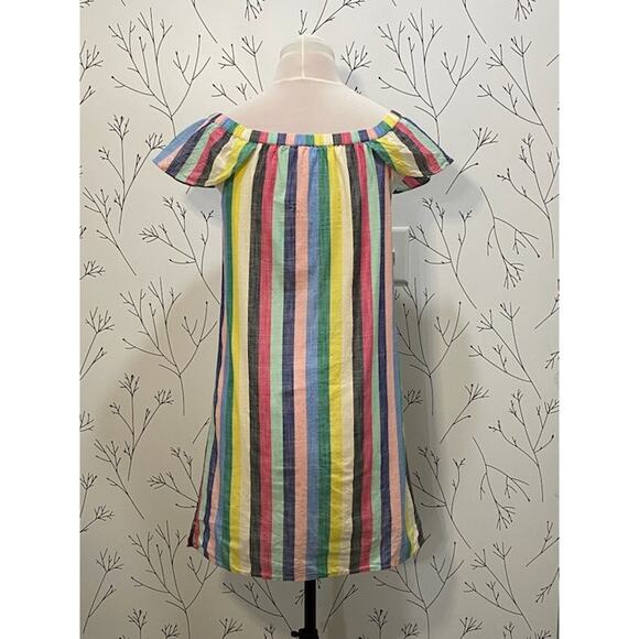 J.CREW Colorful Cotton Cabana Stripe Off Shoulder Shift Dress 2 Preppy Summer - Picture 4 of 6